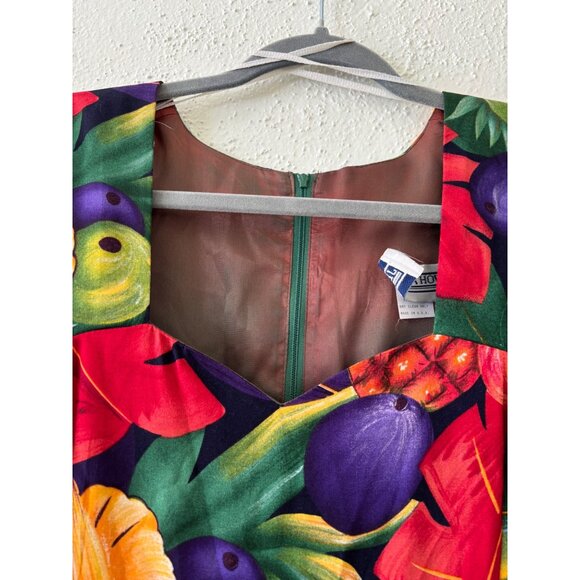 Vintage Jessica Howard Womens Tropical Fruit Print Dress Short Sleeves Mid-Lengt - Picture 9 of 13